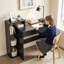 Scrivania PC Moderna 100x40x90 cm con 3 Ripiani Aperti e Cassetto in Legno Nero      