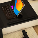 Tavolino da Divano Porta PC a Forma di C 57x40x67,5-101 cm con Piano Inclinabile in Melamina Nero  