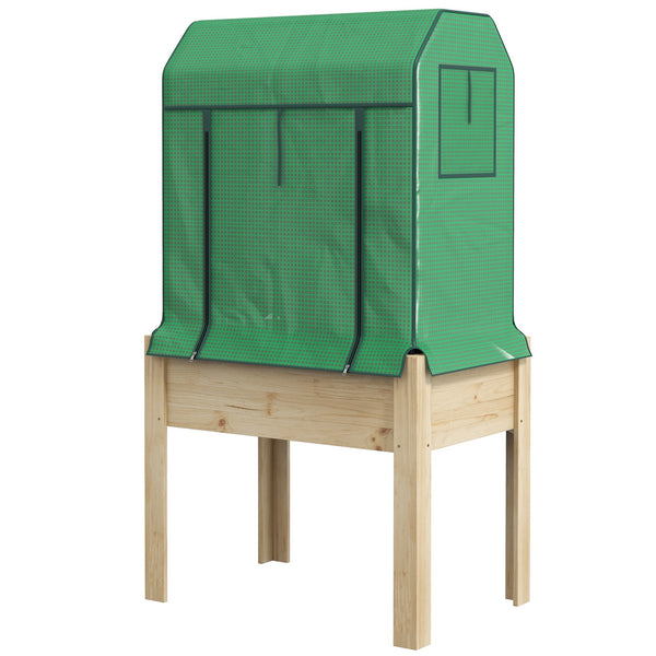 Letto per Orto Rialzato con Copertura 80x60x165 cm in Legno e PE Verde sconto