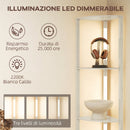 Lampada da Terra 41x29,5x163,5 cm con 4 Ripiani Luce LED Regolabile su 3 Livelli 4 Ripiani Rovere      