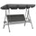Dondolo da Giardino 3 Posti 204x112x150 cm con Tettuccio e Portabicchieri in Rattan PE e Acciaio Grigio