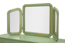 Toeletta Camille con Specchio e Sgabello Verde 120x37x79 cm in Legno di Pino Specchio e Poliestere      