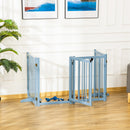 Cancellino Pieghevole per Cani Taglia Piccola e Media 237,5x36x80 cm con 4 Pannelli in Legno di Pino Blu Grigio   