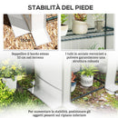 Serra da Giardino  144x48x142-152 cm con 2 Porte Avvolgibili 3 Ripiani e Tasche Laterali in PE Bianco e Grigio      