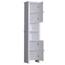 Mobile a Colonna da Bagno Salvaspazio 6 Ripiani Legno Bianco 40x30x170 cm 