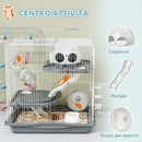 Gabbia per Criceti a 3 Livelli 45x30x45 cm e 14 Tubi con Casetta Rampa e Accessori in Metallo e Plastica Grigio      