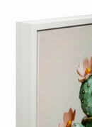 Stampa su Tela Laccata con Cornice Vasetto Cactus 40x2,8x40 cm in Pino e Tela e Plastica      