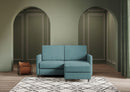 Divano 2 Posti con Pouf 138x155x85 cm Karay in Tessuto Petrolio