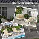 Set 2 Lettini Prendisole da Giardino e Tavolino in Vetro Beige 