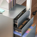 Cassettiera da Ufficio 3 Cassetti con Serratura e Ruote 39x48x59 cm in Acciaio Grigio 