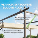 Pergola Addossata 3x3 m con Tetto Scorrevole e Fori di Drenaggio Crema      