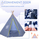 Casetta Tenda Indiana per Bambini 2x2x1,7m in Poliestere e Legno Blu