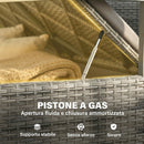 Panca Giardino 170L, 2 Posti Rattan con Cuscino, Grigio Chiaro      