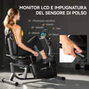 Cyclette da Casa Recumbent con 8 Livelli di Resistenza Magnetica Misurazione Pulsazioni Sellino Regolabile Nero      