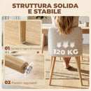 Set di 2 Sedie da Pranzo 46x52x76 cm Seduta Imbottita Schienale Curvo in Tessuto Effetto Lino e Legno di Caucciù Crema      