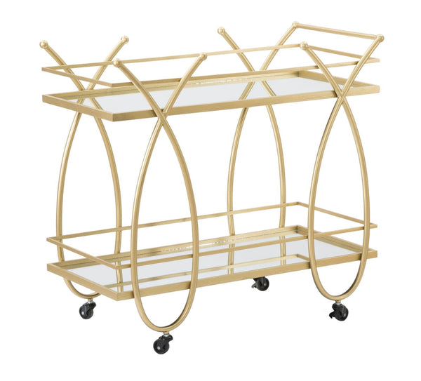 Carrello Ribbon 80x40x75 cm in Ferro MDF e Specchio Oro sconto