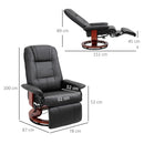 Poltrona Relax Reclinabile Manualmente fino 145° con Poggiapiedi e Rivestimento in Finta Pelle Nero      