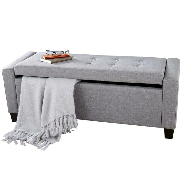 Cassapanca Pouf Contenitore Panca Fondoletto 110x40x40 cm in Tessuto Grigio Chiaro online