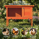Conigliera da Esterno 90x45x 65 cm con Vassoio Estraibile Tetto Apribile e Porta con Serratura in Legno di Pino Arancione      