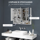 Armadietto da Bagno 90x15x75 cm con Specchio 3 Ante Soft Close e Ripiani Regolabili in MDF Bianco      