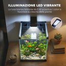 Acquario 30x30x45,5 cm Capacità 36L con Filtro Integrato e Luce LED in ABS e vetro Temperato Nero      