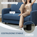Divano 2 Posti con Cuscini Sfoderabili e Molle a S 136x75x84 cm in Velluto Blu  