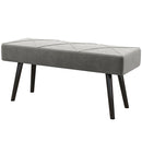 Panca Imbottita Fondoletto 100x36x45 cm in Tessuto Effetto Velluto e Acciaio Grigio