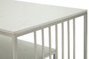 Tavolo da Caffè Kayseri 90x45x60 cm in Ferro e Marmo Argento e Bianco      