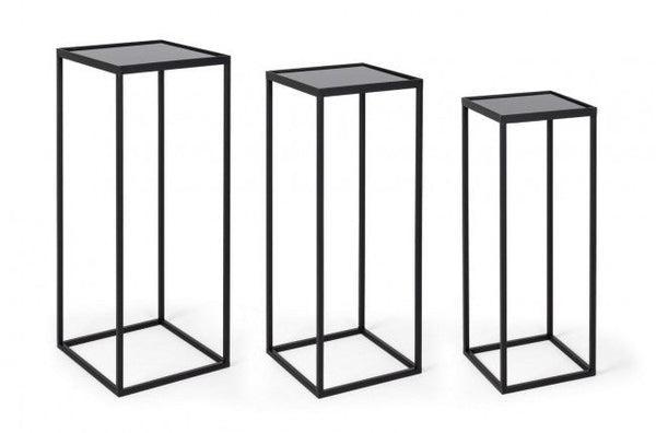 Set 3 Tavolini Nucleos Quadrato Nero in Acciaio sconto