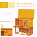 Gabbia per Conigli Conigliera da Esterno in Legno di Abete 90x45x80 cm 