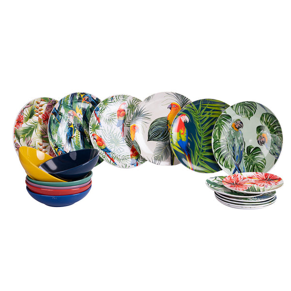 Servizio Piatti 18 Pezzi in Porcellana VdE Tivoli 1996 Parrot Jungle online