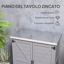 Armadio da Esterno 79x43x92 cm con Ripiano e Banco da Lavoro in Legno e Acciaio Grigio      