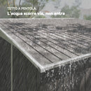 Casetta Box da Giardino Porta Attrezzi 345x280,5x169-201 cm con Porta Scorrevole in Acciaio Grigio  