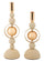 Porta Candele Saturno Crema Set 2 Pz Ø10x33 cm - Ø10x27 cm in Ferro Crema e Oro