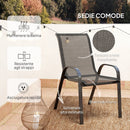 Set Salotto da Giardino 3 Pezzi con 2 Sedie e Tavolino Rotondo in Acciaio Nero  