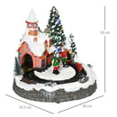 Villaggio Natalizio 20x19,5x20 cm con Trenino Girevole e Musicisti in Resina