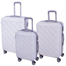 Set 3 Valigie Rigide Effetto Matelassé con Ruote Easy Roll Trolley Bagaglio da Viaggio Bianco e Grigio      