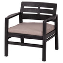 Set Salotto da Giardino 4 Posti Cuscini Tortora Struttura Nero Effetto Legno Malindi      