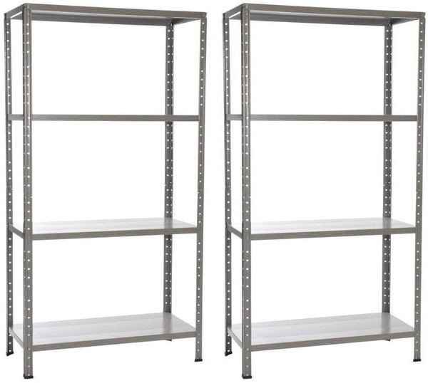 prezzo Set 2 Scaffali in Metallo 4 Ripiani 75x30x136 cm Grigio