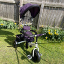 Passeggino Triciclo per Bambini con Maniglione e Tettuccio Parasole Deluxe Bianco e Viola 