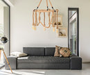 Lampadario Rope Circle Ø64x90 cm in Ferro e Corda Marrone e Nero      
