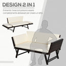 Divano da Giardino 2 Posti Trasformabile in Lettino in Rattan Sintetico Bianco 129x66x79 cm