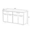 Mobile Multiuso Truva 4 ante e 2 cassetti 140 cm rovere bianco