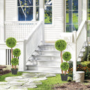 Set 2 Piante di Bosso Artificiale a 3 Sfere, con Vaso e Fondo Rinforzato, Altezza 90 cm, per Interno ed Esterno      