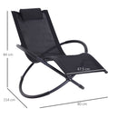 Sedia a Dondolo Moderna da Giardino in Textilene Nero 154x80x84 cm 