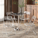 Set 4 Sedie Pieghevoli Salvaspazio 47x48x75 cm in Acciaio e Acrilico Trasparente   