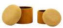 Puff con Contenitore Aspen Senape Set 2 Pz Ø42x44 cm - Ø35x37 cm in MDF e Spugna e Poliestere Senape      