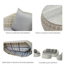 Set 4 Pezzi Salotto da Giardino 5 Posti Santorini Plus con Divano 2 Poltrone e Tavolino in Polyrattan Grigio  