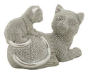 Decorazione Gatto Sparky con Cucciolo 19x9x13 cm in Resina Argento      