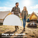Tavolo da Campeggio Pieghevole Ø120x74 cm in Metallo e HDPE Bianco      